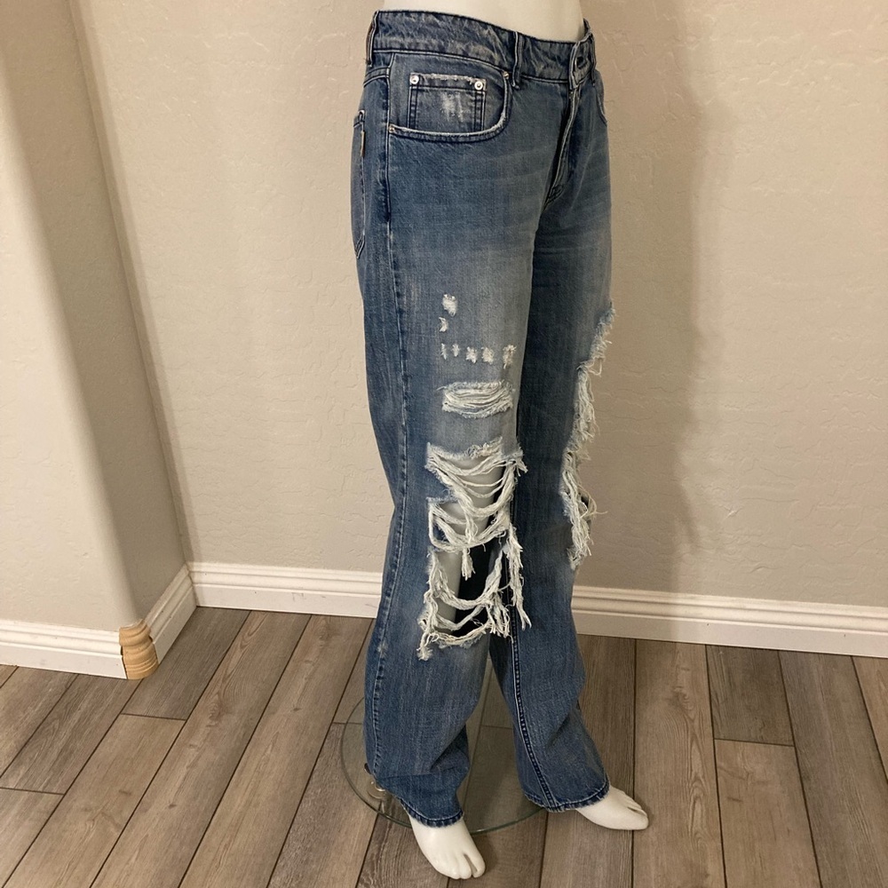 Retrofête Low Rise Chris Jean Distressed In Sea Size 28 - Picture 9 of 14
